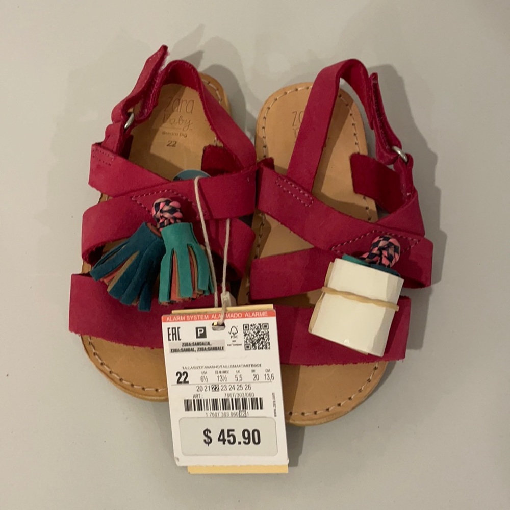 Zara Girls Leather Tassel Sandals